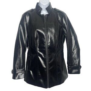 Black Vegan Faux Leather Jacket Size L Avant Garde Cyber Goth Punk Fetish